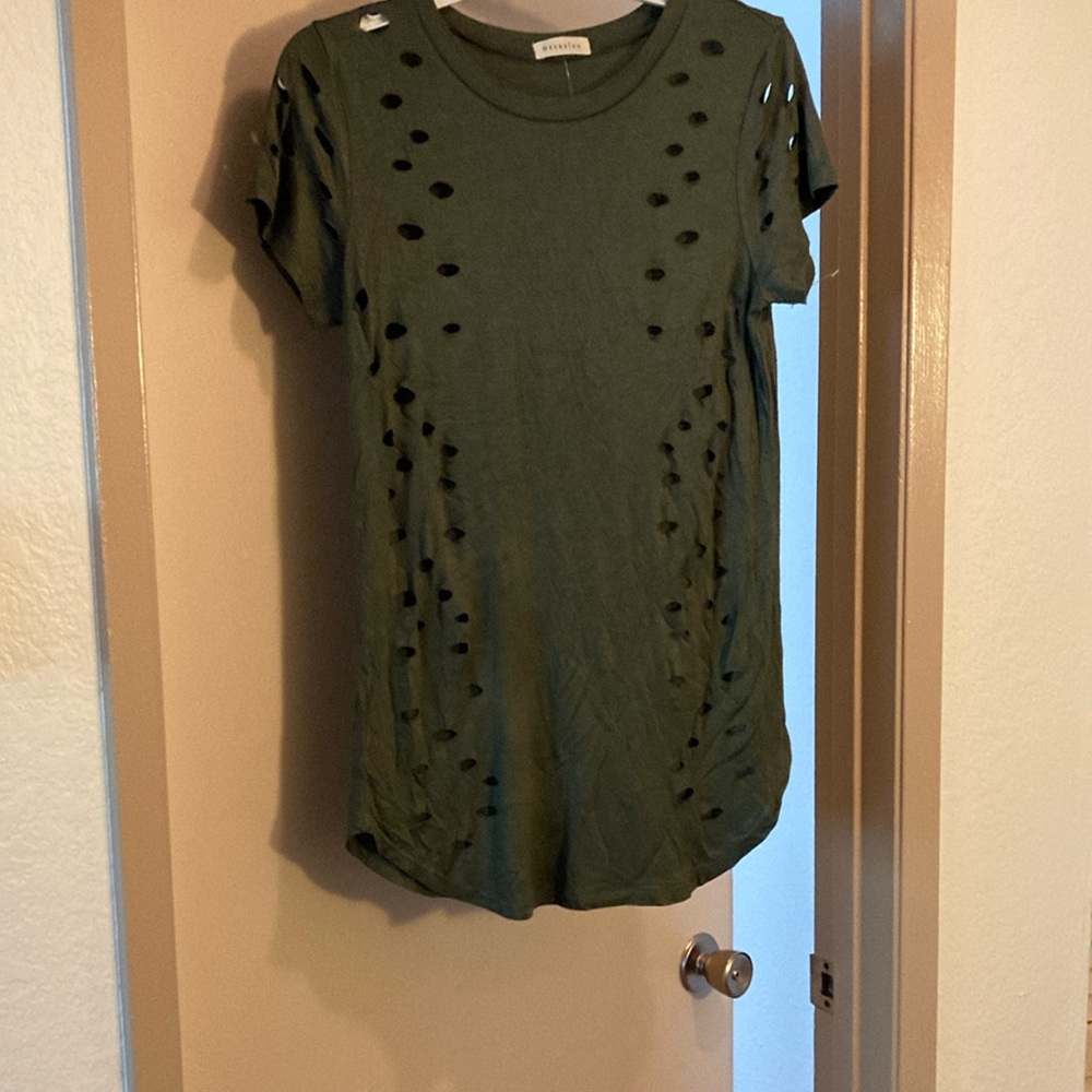 Distressed Olive Green Top